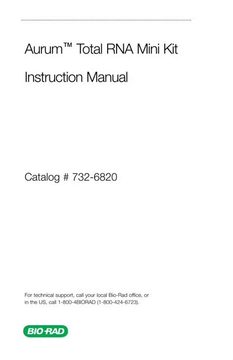 BIO RAD Aurum™ Total RNA Mini Kit manuals.